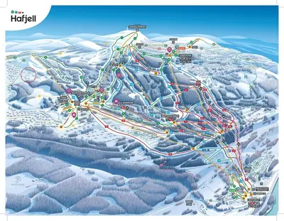 a map of a ski resort in the snow at Modern And Spacious Cabin At Mosetertoppen in Øyer