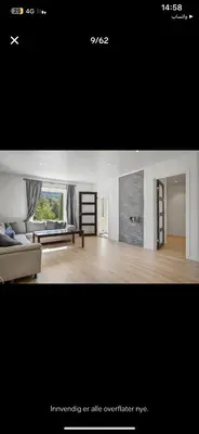 a picture of a living room with a couch at et fint og stort enebolig sentralt i voss! in Vossevangen