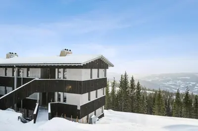 a building on top of a snow covered mountain at Hafjell Front 220B 8pers Ski InOut, Downhill bike in Hunder