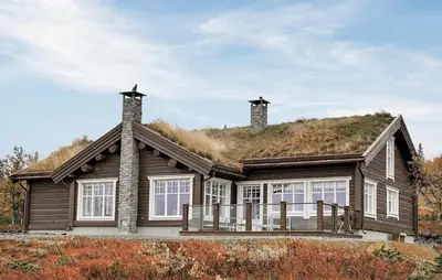 a house with a grass roof on top of it at Amazing Home In Gålå With Sauna in Gålå