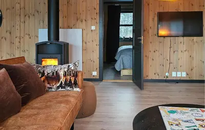 a living room with a couch and a fireplace at 3 Bedroom Awesome Apartment In Rjukan in Rjukan