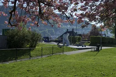 a statue of a bear in a park at Historic Bergen house, right in the middle of everything! in Bergen