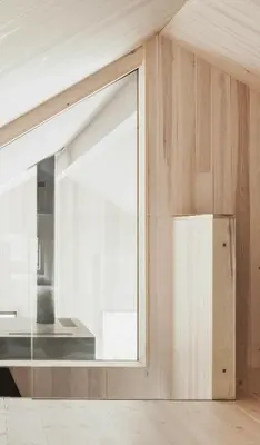 a kitchen with a window and a stove at Cabin By Selbusjøen With Ski And Trail Access in Selbu