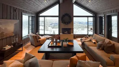 a living room with a couch and a coffee table at Adventure And Relaxation In Voss in Vossevangen