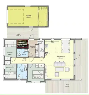 a floor plan of a house at New Mountain Cabin With Panoramic Views In Hafjell in Øyer