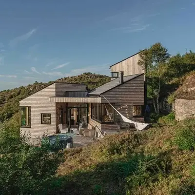 Architect Drawn Cabin Between Sea And Mountain