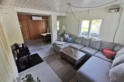 a living room with a couch and a table at Hemsedal - 5 bedrooms in Fausko