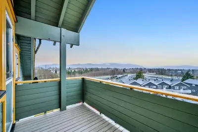 a balcony of a house with a view at Utsikten in Trondheim