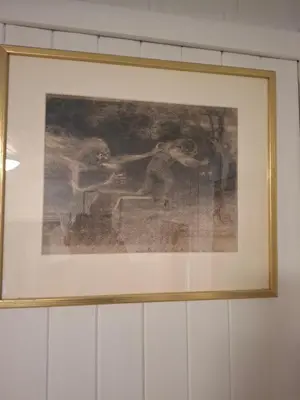 a picture of a painting hanging on a wall at Jordamorstova in Aurland