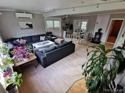 a living room with a couch and a table at Hemsedal - 7 bedrooms - WI-FI in Hemsedal