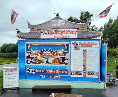 a food stand with a sign in front of it at Apartment in Lillehammer in Lillehammer
