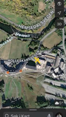 a map with a yellow star on it at New! Apartment Fjellandsbyen Hemsedal Ski&bike in Kyrkjebøen