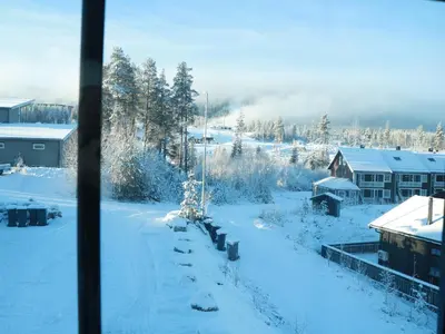 a winter view of a town with snow on the ground at Trysil turistesenter hytte in Trysil