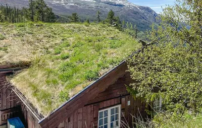 a house with a grassy hill on top of it at Beautiful Home In Rjukan With Wifi in Rjukan