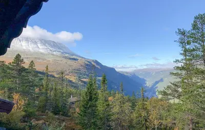 a view of a mountain in the distance at Beautiful Home In Rjukan With Wifi in Rjukan