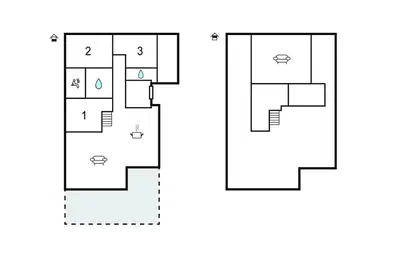 two diagrams of a floor plan of a house at Gorgeous Home In Kvam With Sauna in Kvam