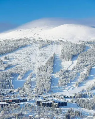 an aerial view of a ski resort in the snow at Modern Apartment With Views Of Trysil Mountain in Trysil