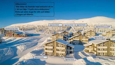 arial view of a resort in the snow at Trysilmountainlodge in Hovi