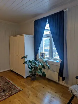 a room with a window and a potted plant at Large Family Friendly Apartment in Lillehammer