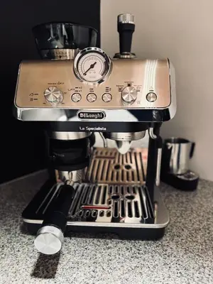 a coffee maker sitting on top of a counter at Cozy Apartment in Melhus in Melhus