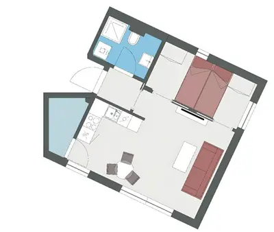 a floor plan of a house at Modern apartment by the sea in Bergen