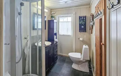 a bathroom with a toilet and a sink and a shower at Nice Home In Rjukan With Wifi in Rjukan