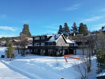 an aerial view of a house in the snow at Geilolie - apartment in Geilo in Geilo