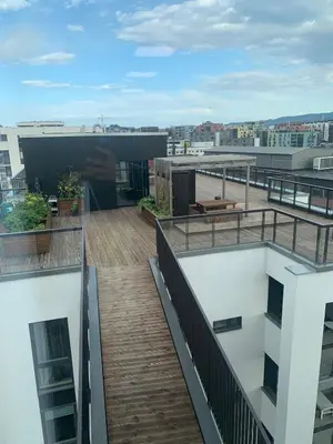 a view from the roof of a building at Bølgen Nyhavna in Trondheim