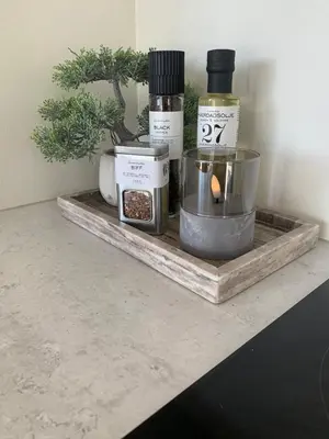 a shelf with some products on it on a counter at Bølgen Nyhavna in Trondheim