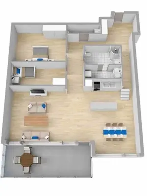 a floor plan of a room with a bedroom at Romslig leilighet med to soverom pluss hems med dobbeltseng in Bergen