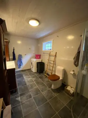 a bathroom with a toilet and a sink at Perla i Nordfjord in Emhjella