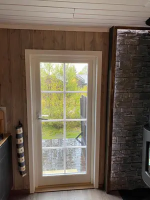 a door in a room with a window at Golsfjellet in Gol