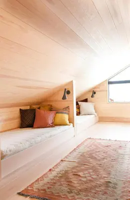 a tiny house with two beds in a room at Modern Light Neo Cabin On Bjefell in Svene