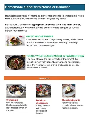 a screenshot of a page of a homepage of a food website at Old Farmhouse Retreat with jacuzzi and sauna in Eidsvoll