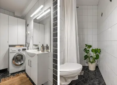 a bathroom with a toilet sink and a washing machine at Welcome to our home in the centre of Bergen! in Bergen