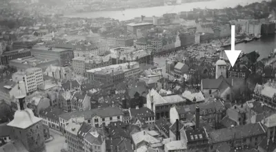 a black and white photo of a city at DINBNB Apartments l 100m to Bryggen l Pet Friendly l Sleeps 4 l Smart-TV in Bergen