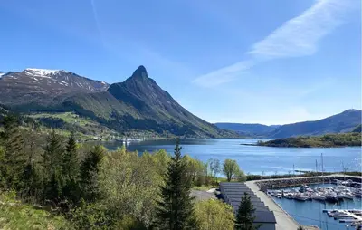 a view of a body of water with a mountain at 2 Bedroom Gorgeous Home In Ørsta in Ørsta