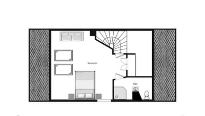 a floor plan of a house with a spiral staircase at Bønes in Bergen