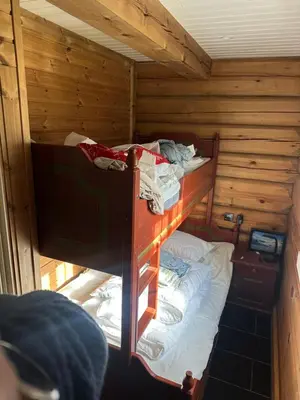 an overhead view of a bunk bed in a cabin at Lekker tømmerhytte in Tyinkrysset