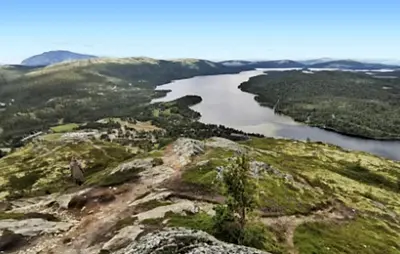 a view of a river from the top of a mountain at 4 Bedroom Stunning Home In Tynset in Tynset