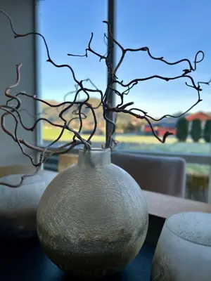 a vase sitting on a table with a plant at Apartment Suite in Os in Osøyro