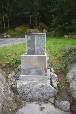 a stone pillar on a pile of rocks at Skogshytte in Bjordal