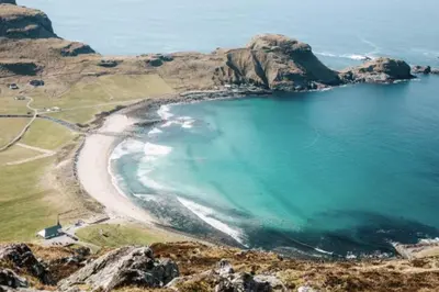 an aerial view of a beach in the ocean at Location, location, location in Ervik