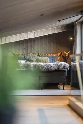 a bedroom with a bed in a room at Penthouse with large rooftop terrace, Ski In-Ski Out in Hemsedal in Hemsedal