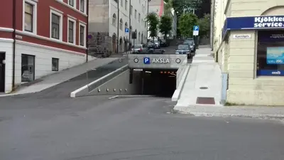 a tunnel in a street with a parking garage at Cozy little apartment in Ålesund in Ålesund