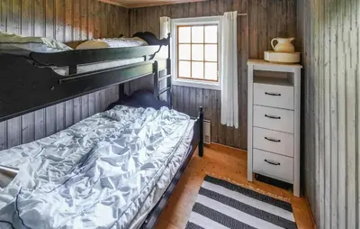 a bedroom with a bunk bed and a window at Awesome Home In Uvdal With Sauna in Uvdal