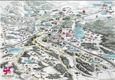 a map of a city with roads and cars at Hovden Fjellpark 71 in Hovden