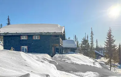a house with a snow covered roof in the snow at Amazing Home In Eggedal With Sauna in Eggedal