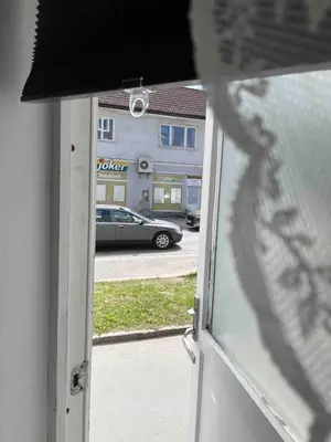 a view from a window of a building with a car at Beautiful apartment in the city center in Lii