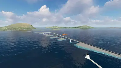 a bridge over the water with islands in the background at Two floors house with 3 bed rooms and room for 8 persons in Ålesund